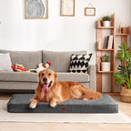 EHEYCIGA Orthopedic Dog Bed Large with Removable Washable Cover,Grey,47x29 | Egg Crate Foam Support,Durable Oxford fabric,Non-Slip Bottom,Machine Washable,Soft Waterproof Plush Pet Bed Mat For Crate