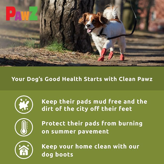 PawZ Rubber Dog Boots for Small Paws - All-Weather Waterproof Dog Shoes, Anti-Slip Traction for Rain, Snow, Mud & Hot Pavement - Pull-On Dog Booties, Olive Green - Small (2"-2.5") - Pack of 24