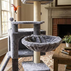 AIWIKIDE Cat Tree Has Scratching Toy with A Ball Activity Centre Cat Tower Furniture Jute-Covered Scratching Posts (Grey, 36.6'')