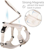 TUG Grab Dog Harness with Built-in Magnetic Traffic Leash (Small/Cream) | Padded Magnetic Traffic Handle | Front & Rear Leash Clips | 4-Point Adjustable Fit | Durable Nylon | Aids No-Pull Training