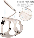 TUG Grab Dog Harness with Built-in Magnetic Traffic Leash (Medium/Cream) | Padded Magnetic Traffic Handle | Front & Rear Leash Clips | 4-Point Adjustable Fit | Durable Nylon | Aids No-Pull Training