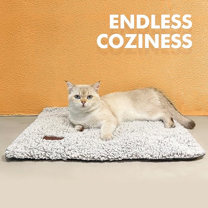 Self Warming Cat Bed Self Heating Cat Dog Mat Pad 29.1 x 18.9 in Extra Warm | Non Electric, Self Heated Cat Bed for Indoor Outdoor Pets, Removable Washable Cover, Non Slip Bottom, Crinkle-Free, Grey