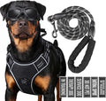 Service Dog Tactical Vest Harness and Leash Set Large Sized Dog Emotional Support- Tactical Dog Harness Training Collar with Name (Black, XL)