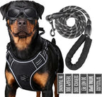 Service Dog Tactical Vest Harness and Leash Set Large Sized Dog Emotional Support- Tactical Dog Harness Training Collar with Name (Black, L)