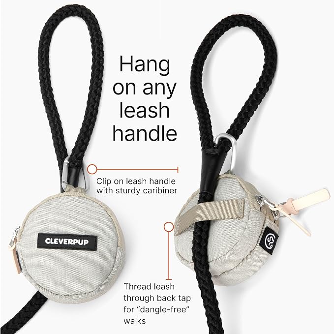 Snackpack Double Insulated Dog Treat Pouch – 1.5 Cup Capacity, 2 BPA-Free Waterproof Zipper Pockets, Carabiner for Belt/Leash – Compact Training & Travel Bag – Heather Grey