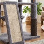Multi-Level Cat Tree for Indoor Cats, Cat Tree Tower with Big Cat Hammock and Self-Grooming Brush, Cat Tower with Scratch Ladder, Indoor Climbing Activity Tower with Scratching Posts, Grey