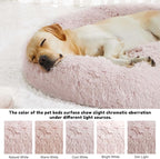Western Home Calming Donut Large Dog Bed Pet Bed,36" Pink | Fluffy Faux Fur Round Cuddler,Anti-Anxiety,Anti-Slip Bottom,Plush Round Pet Dog Beds for Large Sized Dogs,Up to 80 LBS