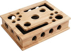 【Large&Thicken Oak 】Cat Nail File Scratcher Puzzle Box,High-Density Furniture Grade Oak,Porous Design,Stimulate Cat Exploratory &Slow Down Eat Speed;Built In Frosted Paper,Polish Their Nail While Play
