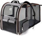Extra Large Cat Backpack Carrier Expandable Pet Carrier Backpack for Small/Medium Dogs and Medium/Large Cats, Grey