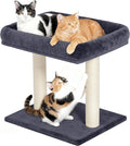19" Small Cat Tree with Scratching Post for Indoor Cats with Perch | Dark Gray, Removable 19"×15.8" Perch Bed, Dual Natural Sisal Scratcher,Small Cat Tower,Space-Saving