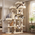 71 Inch Cat Trees for Large Cats, Heavy Duty Cat Tree Tower | Cat Condos for Indoor Cats Large Adult with Cat Scratching Post & 2 Condos, 9 Sisal Posts & Hammock, Beige
