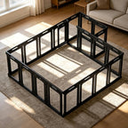 Clear Dog Playpen Extension Panel Set with 1 Door & 1 Side Panel, Height 30 inch, Black