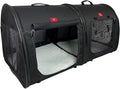One for Pets Portable 2-in-1 Double Pet Kennel/Shelter, Fabric, Black 20"x20"x39" - Car Seat-Belt Fixture Included