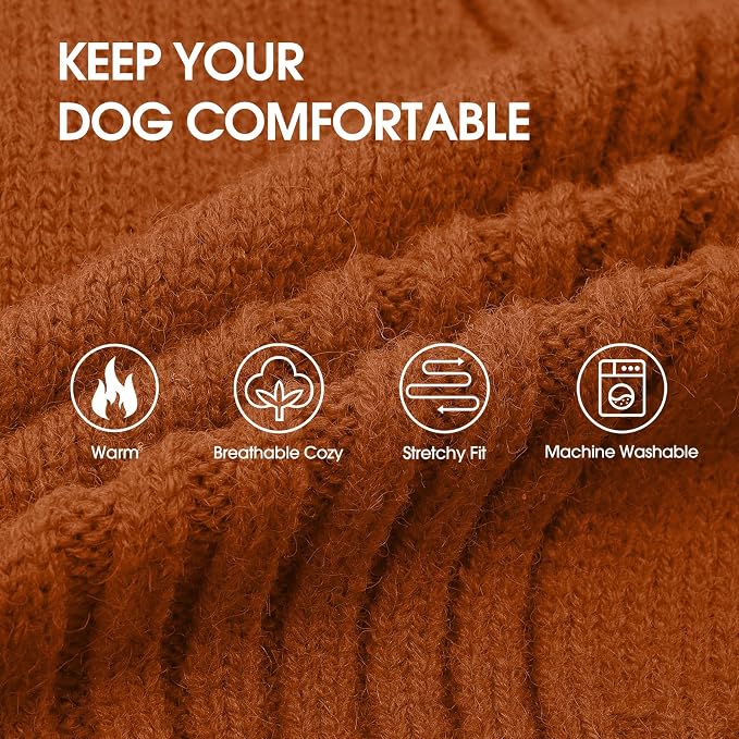 IECOii XL Dog Sweater,Winter Doggy Clothes for Large Dogs Girl Boy,Warm Pullover Soft Dog Sweater Turtleneck,Lightweight & Good Stretch for Active Dogs Like Beagle,Border Collie (Caramel,XLarge)