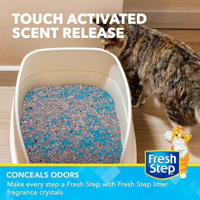 Fresh Step Cat Litter Crystals Deodorizer, Non Toxic Odor Neutralizing Crystals for Litter Boxes that Help Control Smells and Keep Home Areas Fresh, Fresh Scent, 30 Ounce | Non-toxic crystals neutralize odor at the source in any litter box, keeps home ...