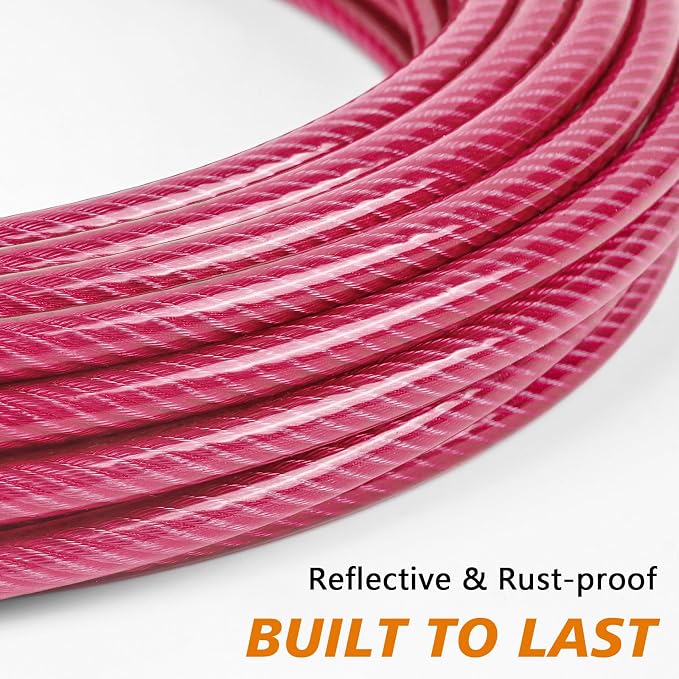 XiaZ Dog Tie Out Cable, Heavy Duty Dog Chains for Outside with Lockable Hook, Pet Runner Cable Leads for Yard, Dogs Line Tether for Small Medium Dogs Up to 250 LBS (15FT, Pink)