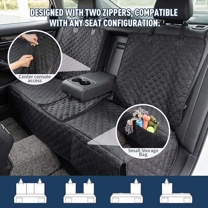 Dog Car Seat Cover, Back Seat Cover for Dog Pet Car Seat Universal Waterproof Scratch Proof Nonslip Durable Soft Pet Backseat Protector for Cars Trucks & SUVs (Black)