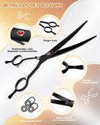 Dog Grooming Scissors, Curved Scissors for Dog Grooming, 7.9 inch, 30 Degree of Curved Blade,Light Weight, Stainless Steel Pet Shears for Trimming Face and Paws(Curved, Pitch-Black)