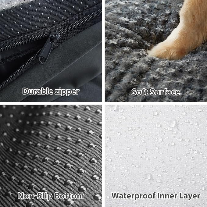 BFPETHOME Extra Large Orthopedic Dog Bed, L-Shaped Pet Bed for Dogs up to 100 lbs, Waterproof, Removable Washable Cover, Non-Slip Base, 48 x 35 x 7.5 inches, Dark Grey | Removable Cover, Waterproof Lining, Non-Slip Bottom, Large Pet Sofa with Sides, Co...