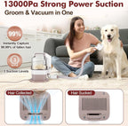Dog Grooming Kit, 3.2L Large Capacity Pet Grooming Vacuum for Dogs and Cats, 12,000Pa Strong Suction & Low Noise Pet Pro Grooming Tool with 5 Pets Grooming Tools for Shedding Pets and Cats