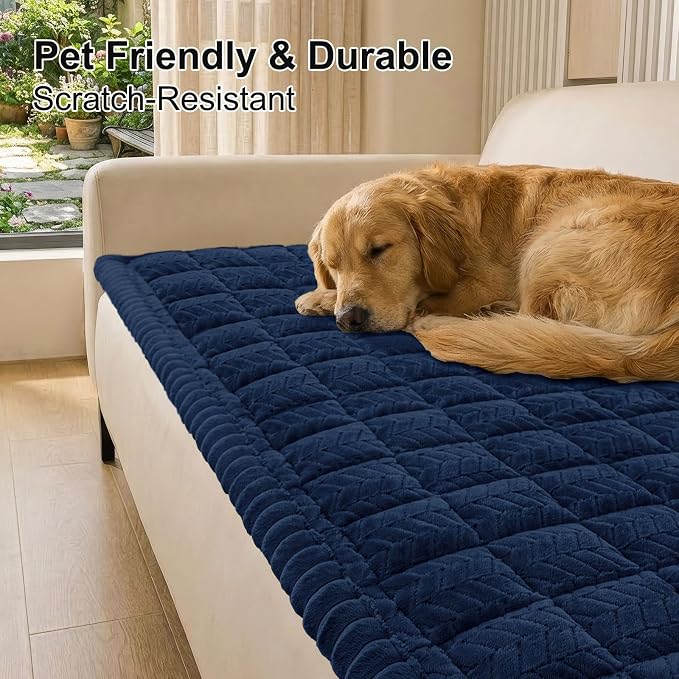 Smiry Couch Cover for Dogs, Non Slip Fuzzy Pet Sofa Covers Washable | Sofa Slipcovers for Sectional Couch, Soft Thick Furniture Protector for Cats Dogs, Against Fur, Dirt, Scratch (43"x63")