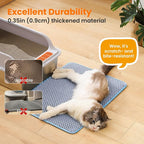 Cat Litter Mat, Double Layer Honeycomb Litter Box Mat | 24x18”, Efficient Litter Trapping, Easy to Clean, Waterproof, Non-Slip, Soft on Paws, Scratch Resistant, Blue, Large