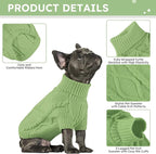 Queenmore Small Dog Pullover Sweater, Cold Weather Cable Knitwear, Classic Turtleneck Thick Warm Clothes for Chihuahua, Bulldog, Dachshund, Pug, Yorkie (Green, Medium)
