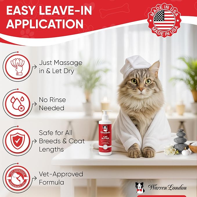 Warren London Ultimate Cat Grooming Gift Box – 5-in-1 At-Home Spa Kit with Detangler Spray, Hydrating Butter, Waterless Dry Shampoo, Self-Cleaning Pin Brush & Nail Clippers, $70 Value