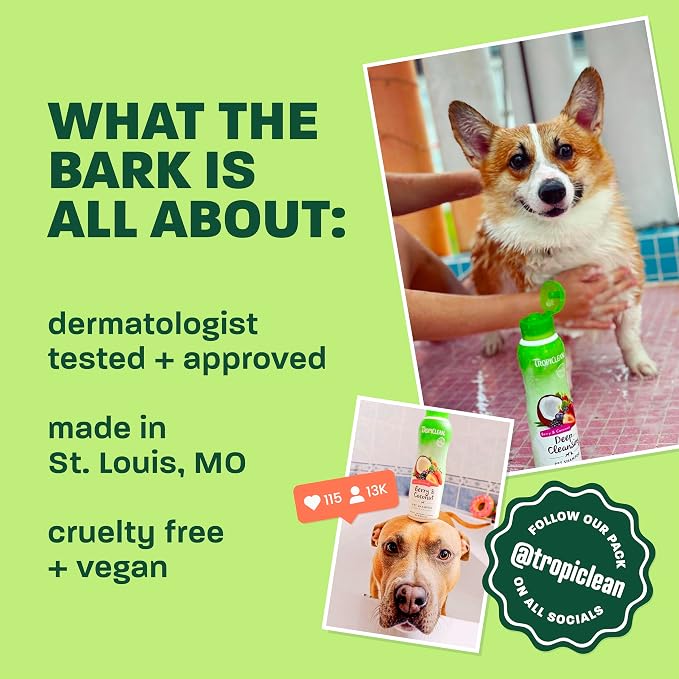 TropiClean 2-in-1 Dog Shampoo and Conditioner, Moisturizing Dog Detangler, Puppy Safe, Made in the USA, Papaya Scent, Cat & Kitten Safe, 20oz. | Moisturizing Detangler | Papaya Scent | Puppy, Cat & Kitten Safe | Made in USA