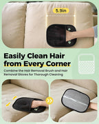 Carpet Rake for Pet Hair Removal Tool - 4 in 1 Pet Hair Remover Kit for Dog Cat Fur Remover, Contain 60" Adjustable Rubber Broom, Glove, Magic Brush and Scraper for Furniture (Black)