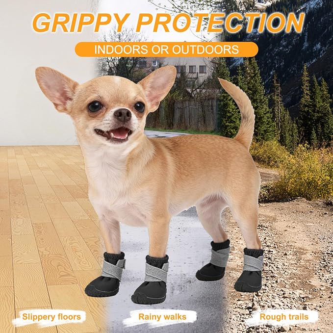 BEAUTYZOO Dog Shoes Small Size Dogs,Breathable Summer Dog Booties & Paw Protectors for Hot Pavement,Anti-Slip Sole Puppy Dog Boots for Hardwood Floors, Outdoor Walking Running,Maltese Yorkie Chihuahua