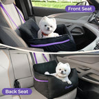 BurgeonNest Dog Car Seat for Small Dogs & Cats Under 25 lbs, Black Purple