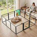 FXW AuraSpace Pro Clear Acrylic Indoor Dog Playpen, 24" H, 12 Panels | Open View, No Climbing Bars, Heavy-duty Metal, DIY Layouts, Easy Access, For Puppies & Small Dogs, Patented