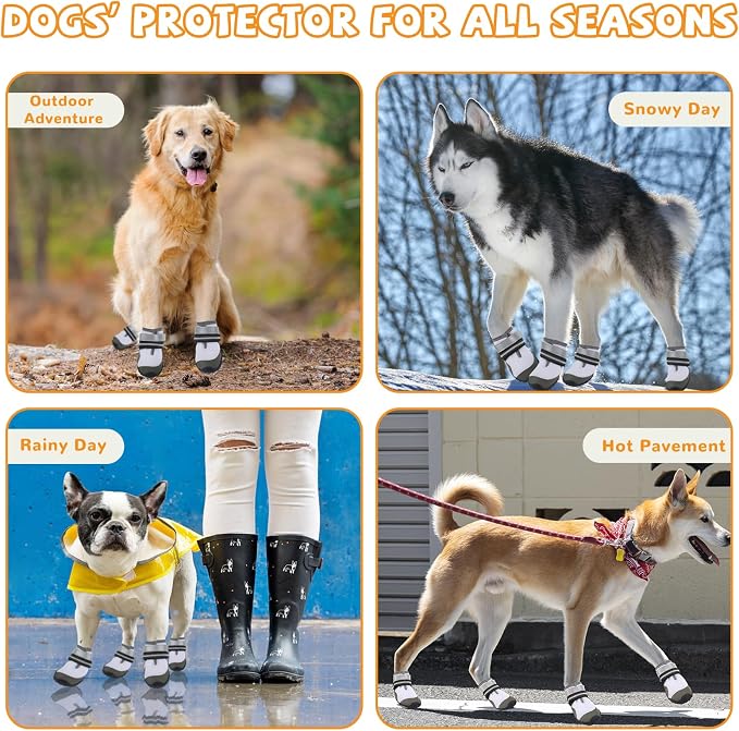 Dog Shoes for Medium Large Dogs, Dog Boots & Paw Protectors to Prevent Licking, Anti-Slip Dog Booties with Reflective for Summer Hot Pavement, Outdoor Hiking, Hardwood Floors (Size 1)
