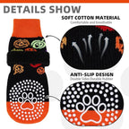 KOOLTAIL Anti Slip Halloween Dog Socks to Prevent Licking Paws, Dog Costume Boots&Paw Protector with Grippers for Hardwood Floors, Traction Control No Twist Booties for Small Medium Large Dogs, M