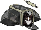 Petsfit Medium Double Expandable Cat Carrier for Cats and Small Dogs | 17 x 11 x 11 in; sized for Delta Air Lines; dual-side expansion, anti-sag frame and safety tether; up to 15 lb.