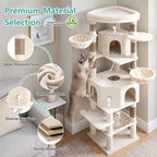Cat Tree, 81.1" Skyward Corner Cat Tower for Large Cats VCT031MJ | Space-Smart Cat Furniture with Diamond Hideout, Grand Platform, Firm Base, 3 Soft Hammock & Pet Relax Station, Beige