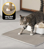 Cat Litter Mat, Upgrade Super Waterproof Back Layer Litter Box Mat, Non Slip, Durable, Soft on Paws Kitty Trapping Matt (34"x26", Gray)