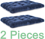 POMIU 2-Pack Washable Dog Bed, Deluxe Plush Crate Beds with Anti-Slip, Machine Washable Kennel Pad Sleeping Mat for Large, Medium and Small Dogs (2 Pack x Navy, 29.0" L x 21.0" W x 3.0" Th)