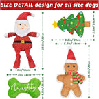 LECHONG Christmas Dog Toys, 4pcs Stuffed Dog Squeaky Toys for Teething and Chewing, Tough Xmas Gift Toy Bundle Santa Toys for Small Large Dogs Puppy