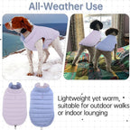 Lelepet Reversible Dog Coat Windproof Dog Puffer Jacket Lightweight Vest | Winter Jacket Warm Cold Weather Coat for Medium Dogs Adjustbale Hook & Loop Pet Apparel with Leash Hole, Pug, Purple, M