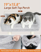19" Small Cat Tree with Scratching Post for Indoor Cats with Perch | Light Gray, Removable 19"×15.8" Perch Bed, Dual Natural Sisal Scratcher,Small Cat Tower,Space-Saving