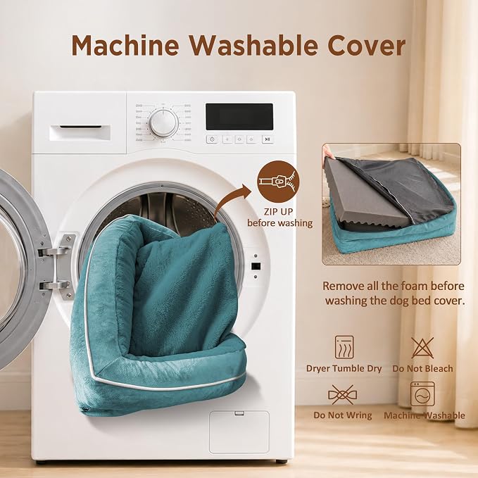 Comfort Expression Orthopedic Dog Bed for Medium Size Dog with Bolster | Waterproof Dog Couch Bed with Washable Cover & Non-Slip Bottom, Supportive Egg Crate Foam Medium Pet Bed, 30x20 Inch