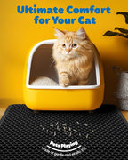 Powools Ultra-Large Cat Litter Mat, 27'' x 19", Double-Layer, Black | Urine-Proof, Non-Slip Litter Trapping Mat, Easy to Clean, Kitty Litter Mats for Floor, Scatter Control