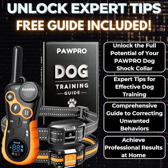 Dog Shock Collar with Remote, Unmatched 4-Mile Range, Night-Light Mode, Training Guide Included, 124 Training Levels & 4 Modes, Beep Vibration Shock, Waterproof Rechargeable, Fits All Dogs (2 Collars)