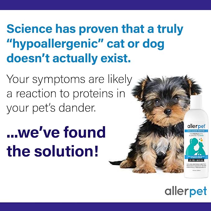 Allerpet Dog Dander Remover w/Free Mitt & Sprayer, Dry Skin Relief (12oz)