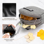 Dog Poop Bag Holder for Leashes- Dog Treat Pouch with Waterproof Zipper,Puppy Training Small Bag with Carabiner & Bungee Toggle,Two Pockets for Dry or Wet Treats-Pet Travel Walking Essentials (Grey)