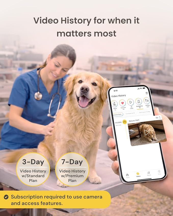 Furbo 360° Dog Camera [Paid Plan Required to Activate] | Stay connected with AI Dog & Home Safety Alerts, Treat Toss, Auto-Tracking, Video History, 2-Way Audio (Subscription 3mo min)