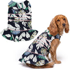 Parisian Pet Palm Dog Dress - 100% Cotton Summer Clothes for Large Dogs Girl - Tropical Leaf Pet Dress - Stylish Beach Dog Outfit - Lightweight Puppy Clothes - Green Dresses for Dogs