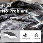 gogobunny Waterproof Flannel Blanket for Bed Couch Sofa, Reversible Double-Sided Throw for Dog Cat, Stain Resistant Furniture Protector Against Liquid Pee and Fur (90" x 108", Dark Grey/Light Grey)